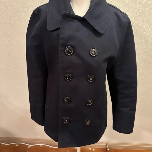 Burberry Blue Double Breasted Peacoat with Wide Lapel - Picture 3 of 11